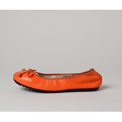 Ballerines Eliane, cuir d'agneau orange citrouille