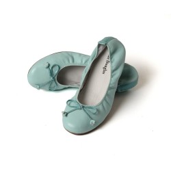 Ballerines Eliane, cuir d'agneau vert amande