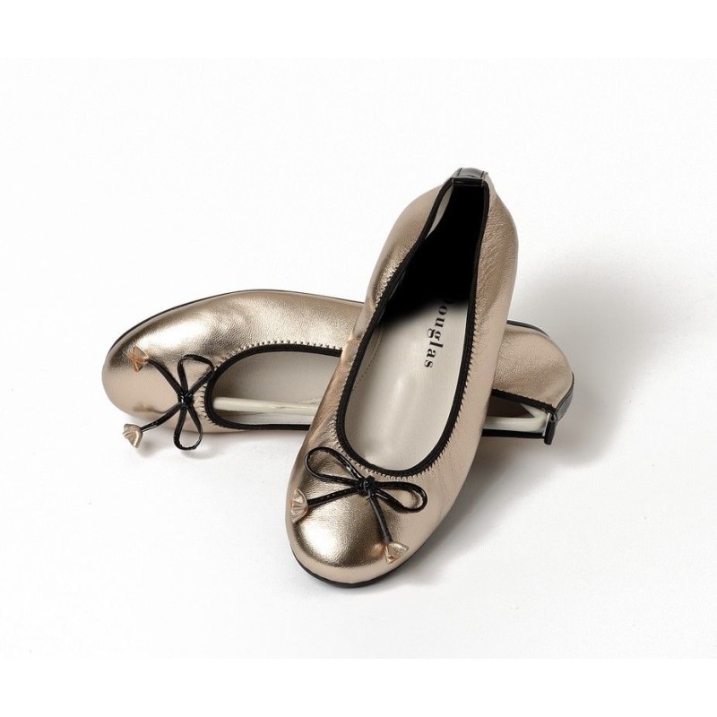 Ballerines Eliane, cuir d'agneau argent métallisé