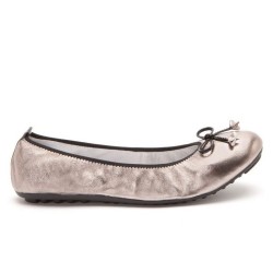 Ballerines Eliane, cuir d'agneau argent métallisé