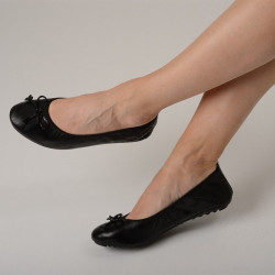 Ballerines Eliane, cuir d'agneau noir