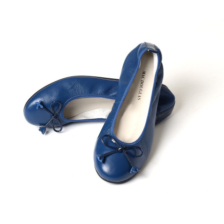 Ballerines Eliane, cuir d'agneau bleu denim