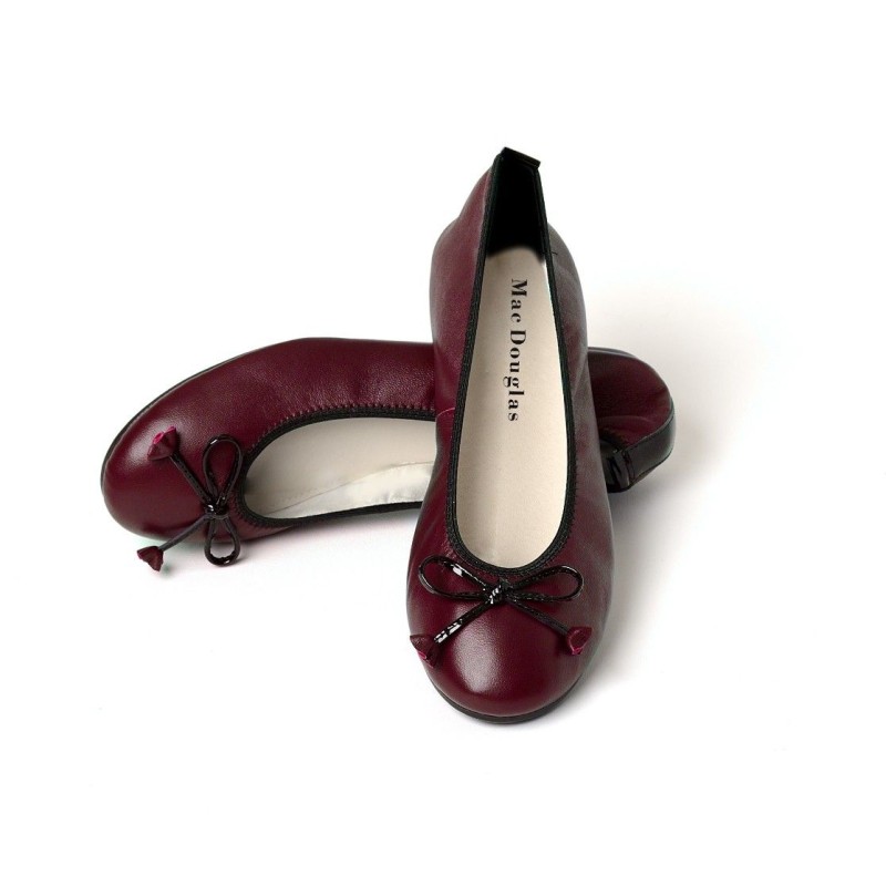 Ballerines Eliane, cuir d'agneau bordeaux