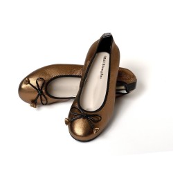 Ballerines Eliane, cuir d'agneau bronze