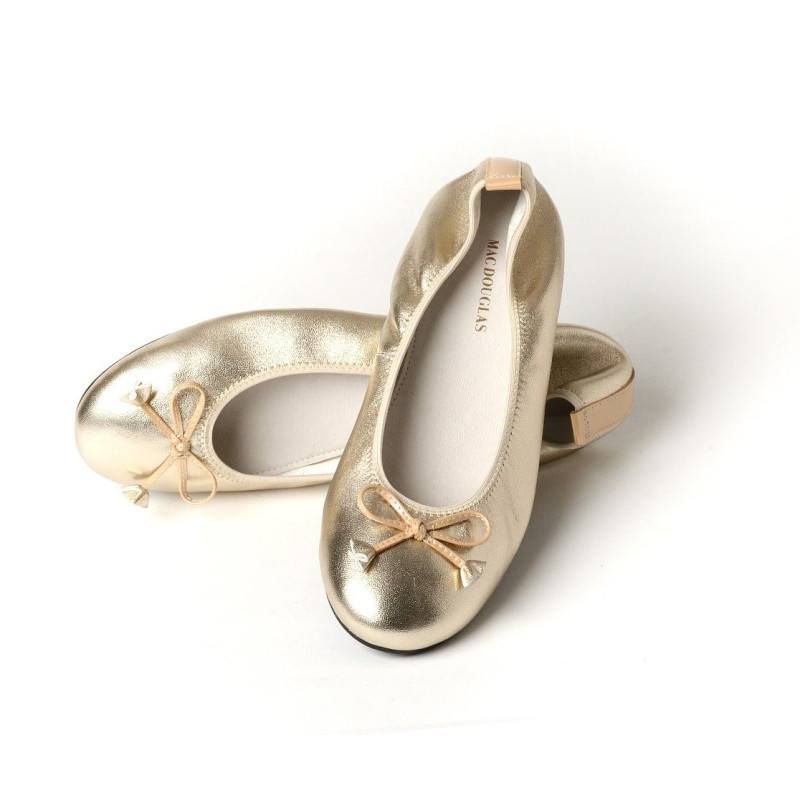 Ballerines Eliane, cuir d'agneau sable métallisé Ballerines Eliane, cuir d'agneau sable métallisé