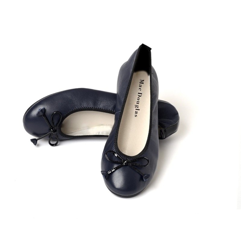 Ballerines Eliane, cuir d'agneau navy