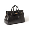 Pyla Romy grand sac à main cuir façon croco noir