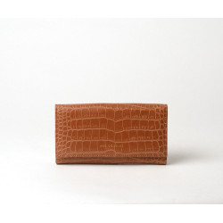 Gondole Romy portefeuille compagnon cuir façon croco châtain