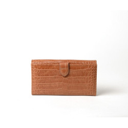 Gondole Romy portefeuille compagnon cuir façon croco châtain