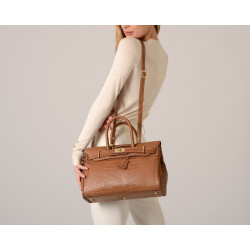 Pyla Romy petit sac à main façon croco châtain