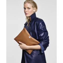 Limace Buni, grande pochette plate châtain