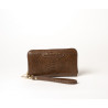 Balise Bryan, portefeuille zippé motif python marron