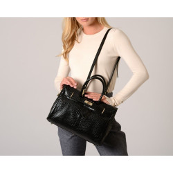 Pyla Bryan, petit sac à main motif python noir