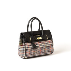 Pyla Fantasia, mini sac à main à motif écossais écru et noir
