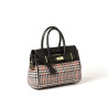 Pyla Fantasia, mini sac à main à motif écossais écru et noir
