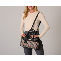 Pyla Fantasia, mini sac à main à motif écossais écru et noir
