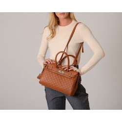 Pyla Losange, mini sac à main châtain mat