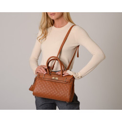 Pyla Losange, mini sac à main châtain mat
