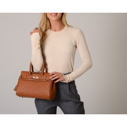 Pyla Losange, mini sac à main châtain mat