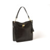 Kentucky Romy, petit sac porté épaule bimatière cuir lisse et grain croco noir