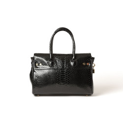 Pyla Bryan, petit sac à main motif python noir