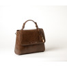 Nobby Bryan, sac porté main motif python marron