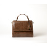Nobby Bryan, sac porté main motif python marron