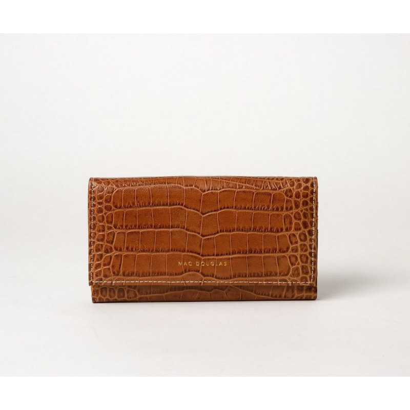 Gondole Romy, portefeuille compagnon cuir grain croco noix