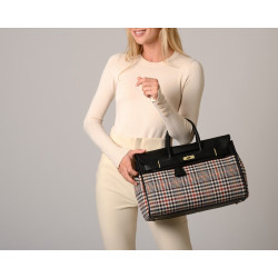 Pyla Fantasia, grand sac à main motif écossais écru et noir