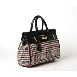 Pyla Fantasia, petit sac à main à motif écossais écru et noir