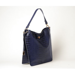 Kentucky Romy, sac porté épaule cuir façon croco marine