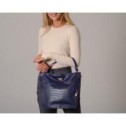Kentucky Romy, petit sac porté épaule cuir façon croco marine