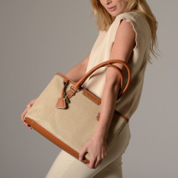 Laurene Fantasia sac cabas toile tressée beige
