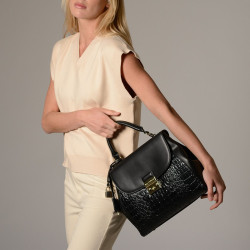Rio Meryl, sac à main façon croco noir