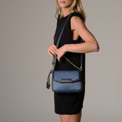KIRIBATI FANTASIA, petit sac en toile tressée bleu jean