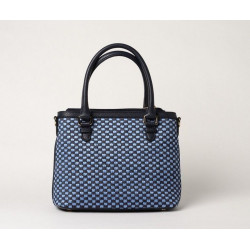 LAURENE FANTASIA, petit sac cabas toile tressée bleu jean