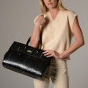 PYLA BRYAN, grand sac à main motif python noir