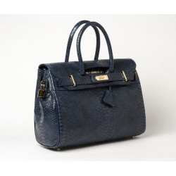 PYLA BRYAN, petit sac à main motif python marine
