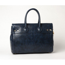 PYLA BRYAN, petit sac à main motif python marine
