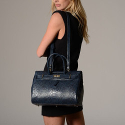 PYLA BRYAN, petit sac à main motif python marine