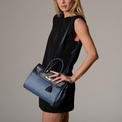PYLA FANTASIA, mini sac à main toile tressée bleu jean