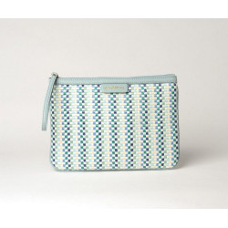 JAIPUR PALOMA, grande pochette tressé vert d'eau
