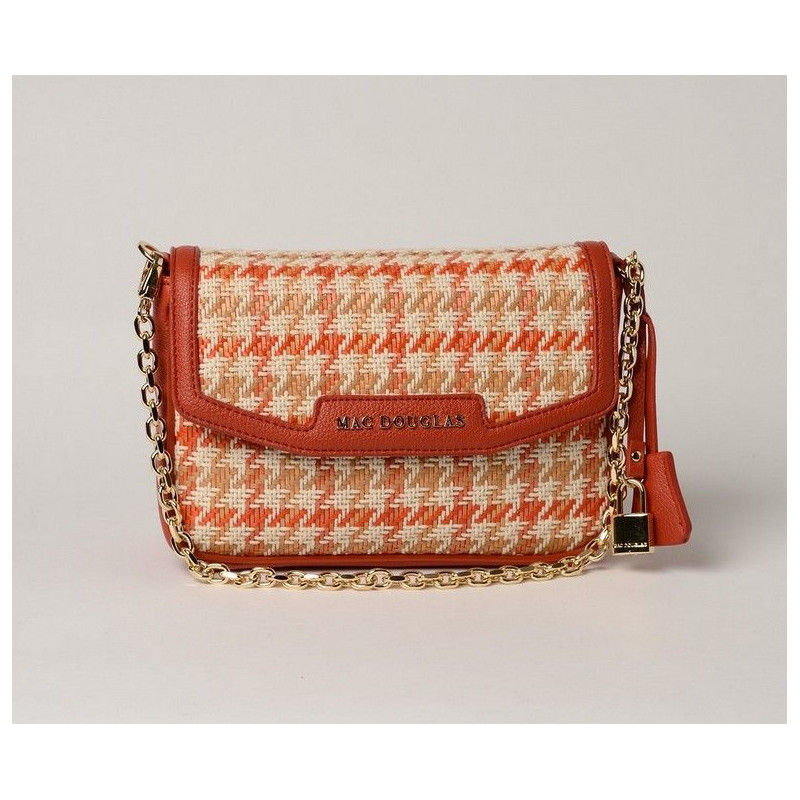 KIRIBATI FANTASIA, petit sac à motif pied de coq corail
