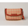 KIRIBATI FANTASIA, petit sac à motif pied de coq corail