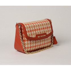 KIRIBATI FANTASIA, petit sac à motif pied de coq corail