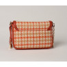 KIRIBATI FANTASIA, petit sac à motif pied de coq corail