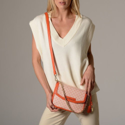 KIRIBATI FANTASIA, petit sac à motif losange corail