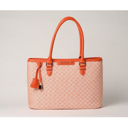 LAURENE FANTASIA, sac cabas à motif losange corail