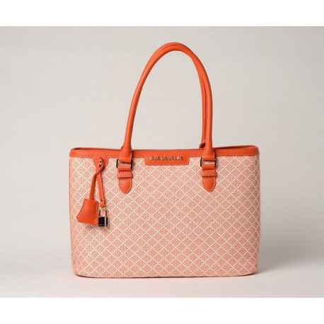 LAURENE FANTASIA, sac cabas à motif losange corail
