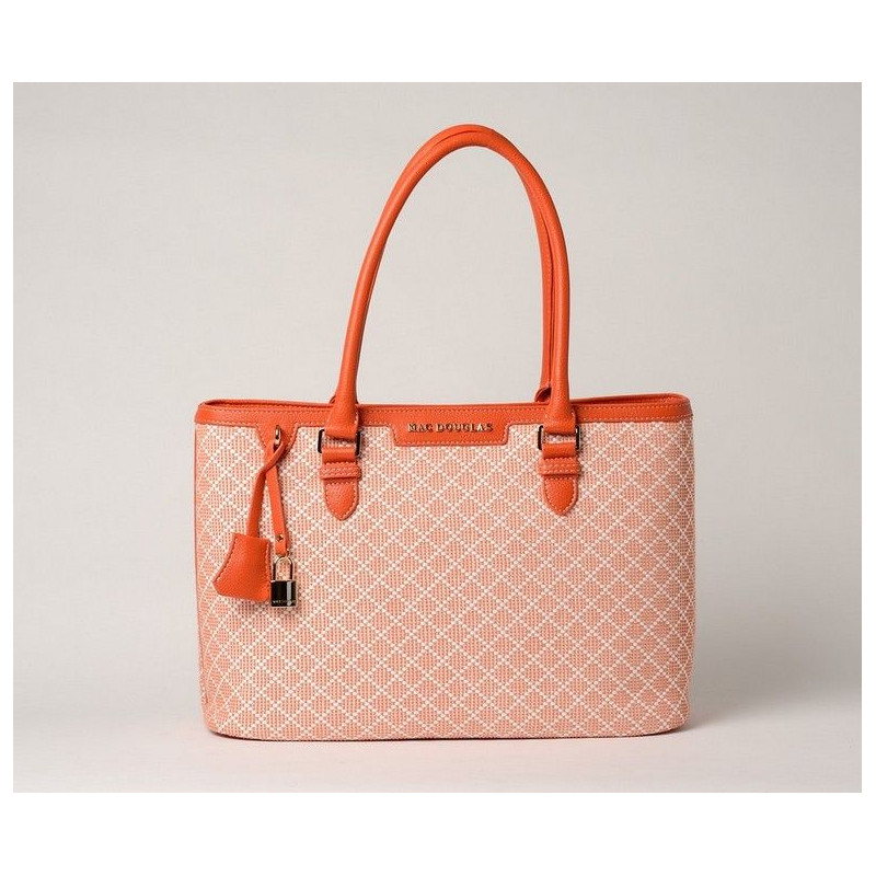 LAURENE FANTASIA, sac cabas à motif losange corail LAURENE FANTASIA, sac cabas à motif losange corail